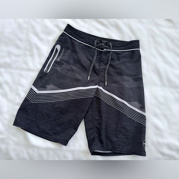 O’Neill Big Boys 26 Waist Striped Unlined Board Shorts Blue Blue Gray Black - Picture 2 of 12